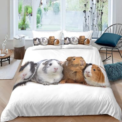 Cavia Beddengoedset Dierenpatroon Dekbedovertrek voor Kinderen Jongens Meisje Dekbedovertrek Wildlife Slaapkamercollectie 3-delig Volledige Maat EU single(135x200cm)