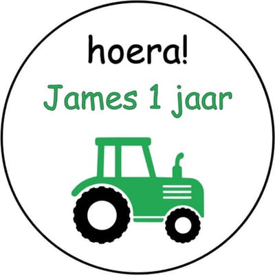20x Tractor Stickers Met Naam Leeftijd - Traktatiestickers - Verjaardag Traktor - Gepersonaliseerd - Sluitstickers - Kinderfeest Traktatie - Uitdelen - Uitdeeltraktatie - Wensetiket - Rond - 40mm - Glossy sticker
