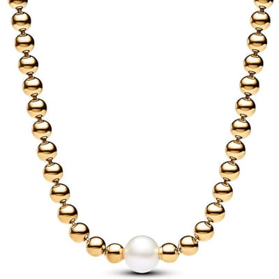 Originele Behandelde Zoetwater Cultuurparel & Kralen Collier Ketting Voor Vrouwen 925 Sterling Zilveren Kraal Bedel Doe-het-zelf Sieraden beige