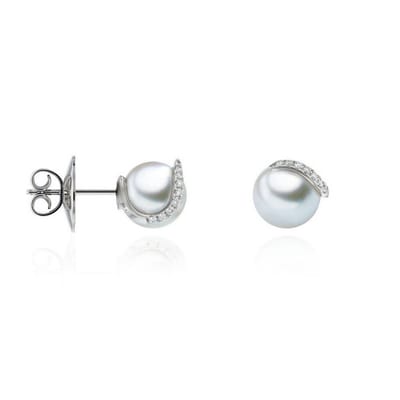 Luna-Pearls - 312.1619 - Oorbellen - 585/-Wit goud met Zoetwater gekweekte parel