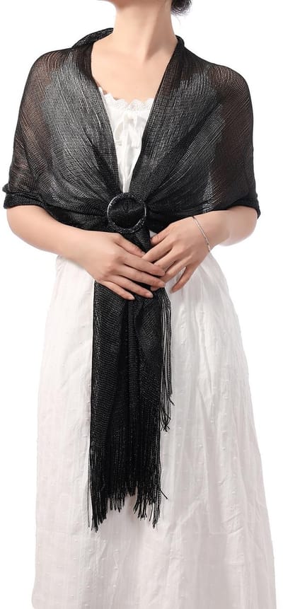 Dailygoods- Sjaal Glinsterend Metallic - Sjaal Dames - Bruiloft Accessoire - Avondkleding - Omslagdoek - Elegant Design - Avondsjaal