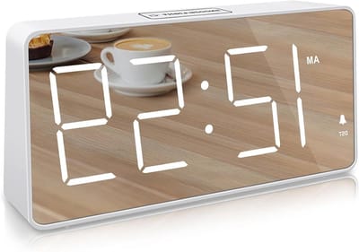 Digitale Wekker - Spiegelklok - Wakker Worden - Instelbare Helderheid - 7 Inch Breed - Wit