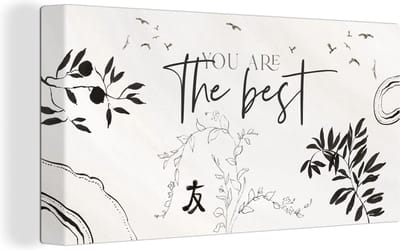Canvas Schilderij You are the best - Quotes - Vrienden - Best friends - Vriendschap - Spreuken - 40x20 cm - Wanddecoratie