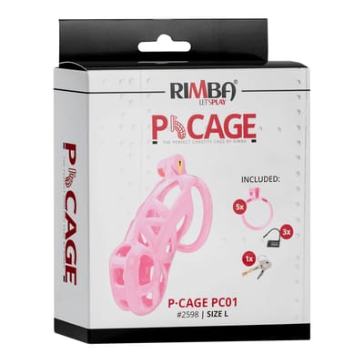 Rimba Toys - P-Cage PC01 - Kunststof Kuisheidskooi - Peniskooi - Chastity - Roze - Verkrijgbaar in 3 maten