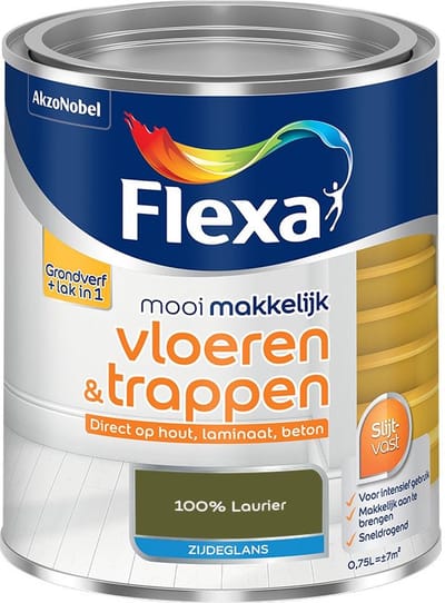 Flexa - Mooi Makkelijk Vloeren & Trappen Zijdeglans - 100% Laurier - Mengverf - 750 Ml