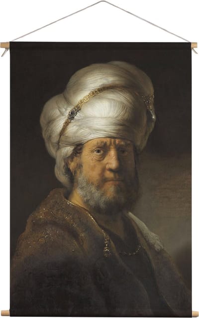 Man in oosterse kleding | Rembrandt van Rijn | 1635  | Kunst | Textieldoek | Textielposter | Wanddecoratie | 40CM x 60CM” | Schilderij