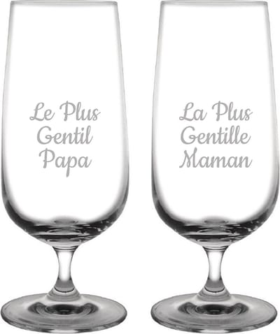 Bierglas op voet gegraveerd - 41cl - Le Plus Gentil Papa & La Plus Gentille Maman