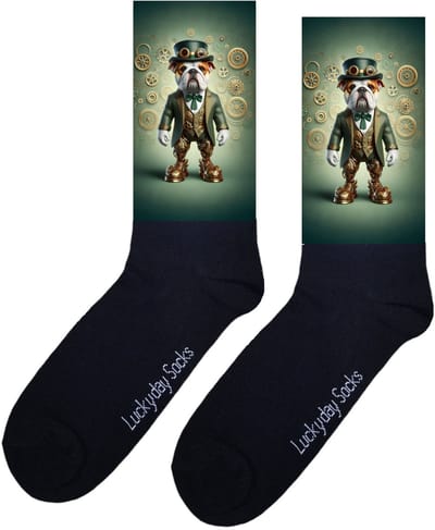 Steampunk - Opkikker - Verjaardag cadeau - Grappige sokken - Leuke sokken - hem haar sokken - Vrolijke sokken - Valentijn Cadeau - Bulldog - Vintage - Kerst sokken - Vaderdag - Moederdag - Socks maken Happy - 37-44