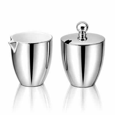 vtwonen - Melkkannetje en Suikerpot - Zilver - Porselein