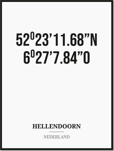 Poster/kaart HELLENDOORN met coördinaten