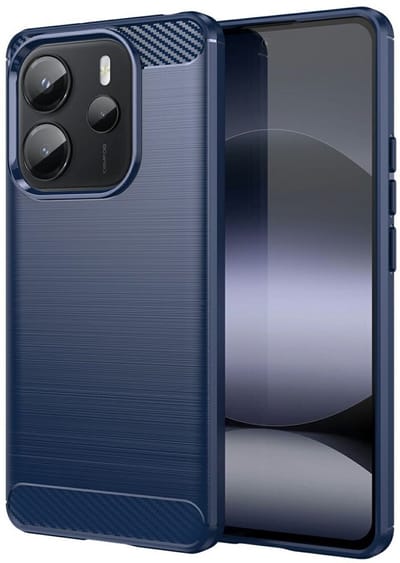Geborsteld TPU Hoesje Geschikt voor Xiaomi Redmi Note 14S | Beschermhoes | Back Cover | Flexibel TPU | Stijlvol Carbon | Dun | Blauw