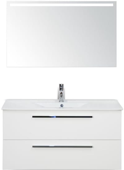 Seville Badmeubelset 100 cm - Wit Hoogglans - Keramische Wastafel Wit Enjoy met Sence Spiegel