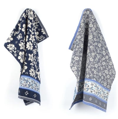 Luxe Keukendoek en Theedoek Dragonfly Donkerblauw - Bunzlau Castle - 100% biologisch katoen - Keukendoek 60x53cm en Theedoek 65x65cm