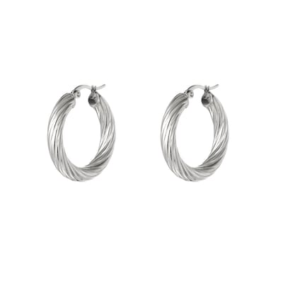 Roestvrijstalen gedraaide oorringen - Yehwang - Oorringen - One size - Zilver