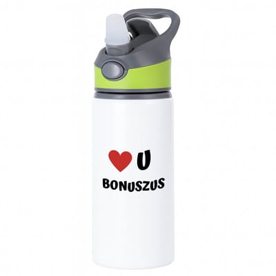 Hacebo® - love u bonuszus waterfles met rietje groen - Zus - de liefste zus - verjaardag - cadeautje voor zus - zus artikelen - kado - geschenk - water fles - 650ML
