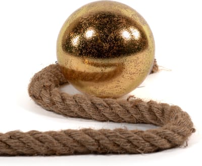 Anna Collection Verlichte kerstbal glas - goud - aan touw - 10 cm - met 8 lampjes - warm wit
