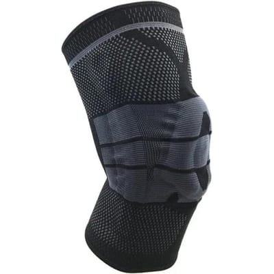 1 Pièce Genouillère Sangle Rotule Soutien Médial Forte Ménisque Silicone Compression Protection Sport Genouillères Course Basketball L noir