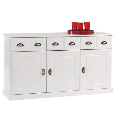 Sideboard PARIS 135 cm van massief hout - Wit
