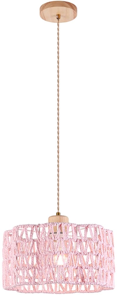 Olucia - MICKEY - Hanglamp - Roze / Hout - Vorm: Rond