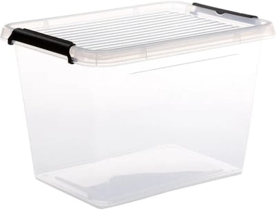 5Five opberg kist met deksel - Clip Box - 19 liter - 39 x 29 x 27 cm - kunststof - transparant