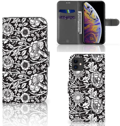 Apple iPhone 11 Hoesje Black Flowers