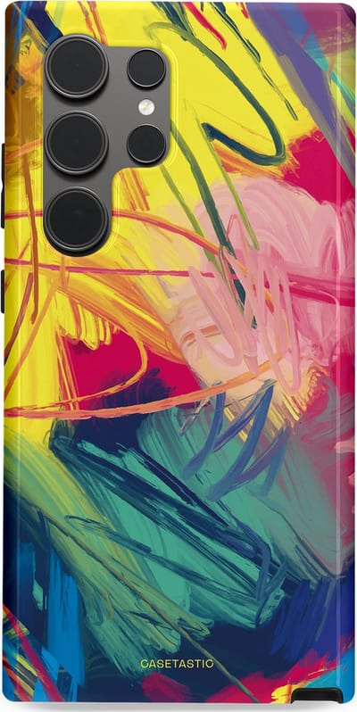 Casetastic Hoesje Geschikt voor Samsung S24 Ultra - Stijlvolle Beschermende Duo-layer Case - Kleurenstorm