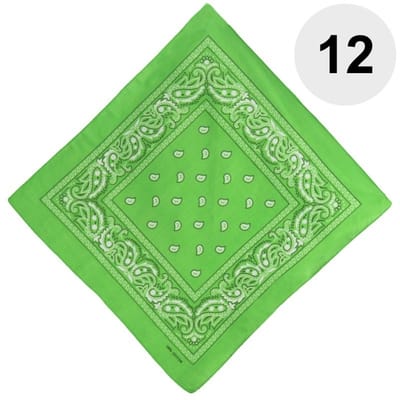 Fako Fashion - Bandana - Hoofddoek - Mondbescherming - Zakdoek - Paisley - Lichtgroen - 12 Stuks