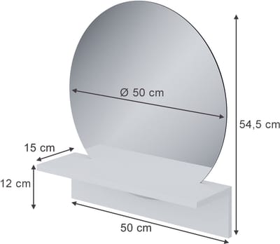 Vicco Elyra Badkamerspiegel – 50 x 54.5 cm met plank Wit