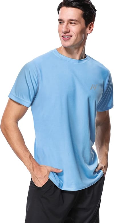 MEETYOO Heren - UV beschermend surf shirt UPF 50+ Sport T-Shirt Sportkleding Man - Fitnesskleding - Jongens Kleding voor Fitness, CrossFit & Gym-Blauw-S