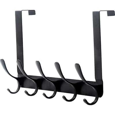 De deurhaak - 5 haken over de deurhaakhanger voor het ophangen van kleding/handdoeken/jassen/rugzak/hoed over de deurkapstok(Zwart) 1 zwart