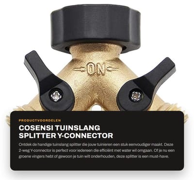 Dailygoods - Tuinslang Splitter - Y-Connector - Duurzaam en Corrosiebestendig - Messing - 2-Weg Adapter - Perfect voor Tuinieren - Ideaal voor Tuinsla...