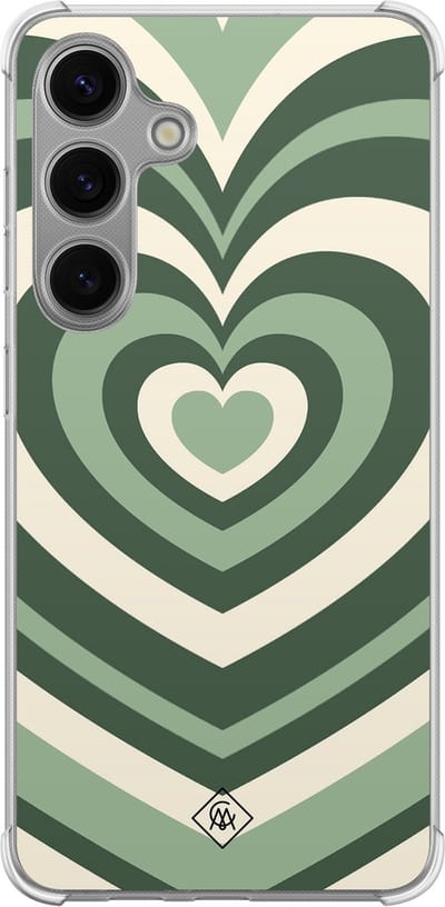 Casimoda® hoesje - Geschikt voor Samsung Galaxy S24 Plus - Groen Hart Swirl - Shockproof case - Extra sterk - TPU/polycarbonaat - Groen, Transparant