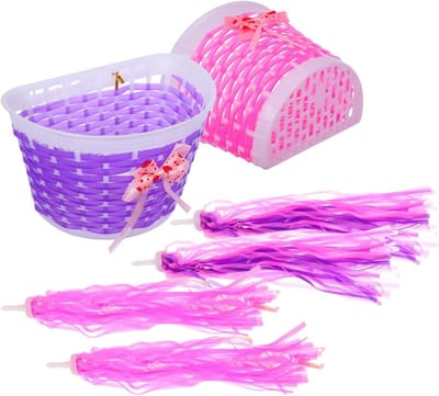 Kinderfiets Decoratie Set - Fiets Versiering - Fiets Opvrolijken - Inclusief Mandjes - 6 Delig - Diverse Kleuren