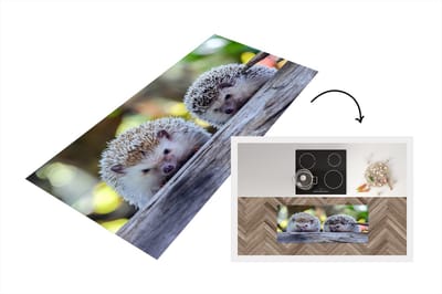 Keukenloper - Loper keuken - Twee egels zitten op tak - 120x50 cm - Keukenloper vinyl