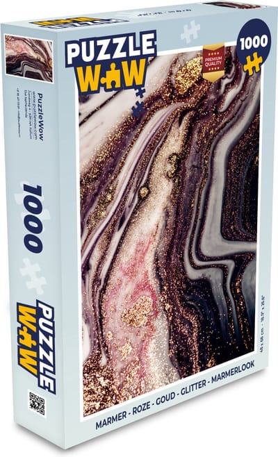 Puzzel Marmer - Roze - Goud - Glitter - Marmerlook - Legpuzzel - Puzzel 1000 stukjes volwassenen