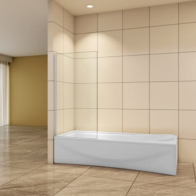 Aica Luxe Vaste Badwand 70x140cm 6mm Easy Clean Transparant Gehard Glas-Chroom Frame-Eenvoudige Montage