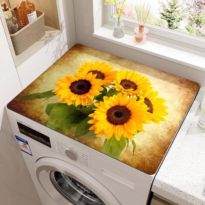 Wasmachine Droger Mat - Beschermhoes Apparaat - Apparaten Beschermen - Absorberend Sneldrogend - 60 x 60 cm - Aardetinten