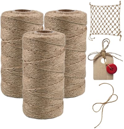 Dailygoods- Jute Touw 300 m - Natuurlijke Bruine Vezel - 1,5 mm Koord - Knutselkoord - Pakketkoord - Duurzaam en Slijtvast