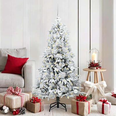 vidaXL - Kunstmatige - Hinged - Kerstboom - met - 150 - LED - Wit - 150 - cm - PE - en - PVC