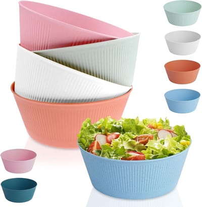 6-delig set Müslischalen Salade Schüsseln Set Groot Kunststof Schaal Saladeschal Schüssel Camping Onbreekbaar Set Soepkom voor Salade Ramen Soepen Müsli Noedels Rijst (6 Kleuren)