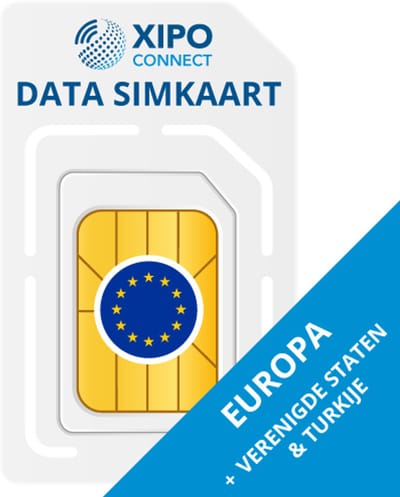 XIPO CONNECT - Data Simkaart - 10GB - Europa, VS & Turkije - Snel 4G & 5G internet - Data is 365 dagen geldig