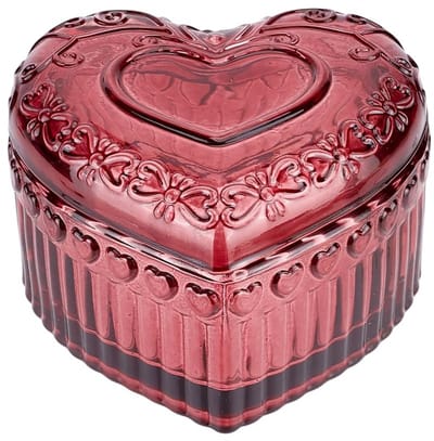 Dailygoods- Opbergdoos Vintage Hart - Sieradendoos - Kristal Glas - Romantisch Design - Antiek - 90,5 mm x 94 mm x 57,5 mm - Sieradenbox