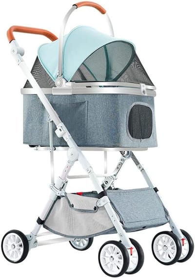 Huisdier Kinderwagen - Dierenbuggy - Comfortabel Reizen - Opvouwbaar Lichtgewicht - Tot 20 kg - Blauw