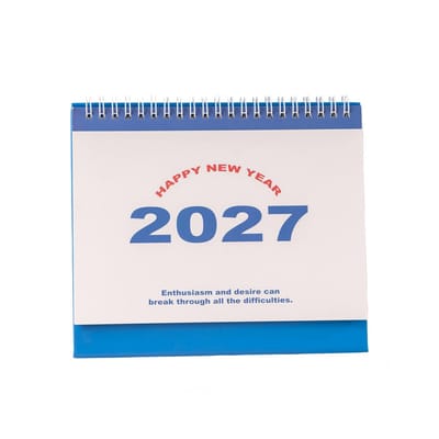 Bureaukalender 2026-2027 – Engelstalige Tafelkalender – Flipkalender met Maandoverzichten – Bureauplanner voor Kantoor, Studie en Thuis – Studenten en Professionals – Blauw – 19 × 16 cm – 1 Stuk