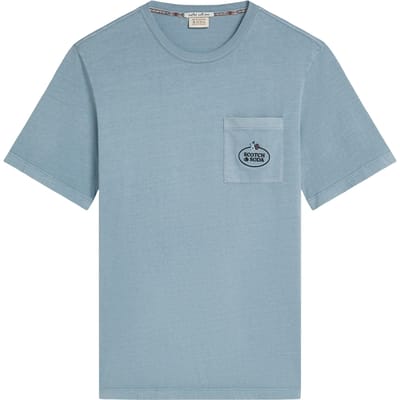 Scotch & Soda Garment Dyed Ss Pocket Tee Faded Denim Taglia: S | T-shirt Outlet | Uomo | Blu