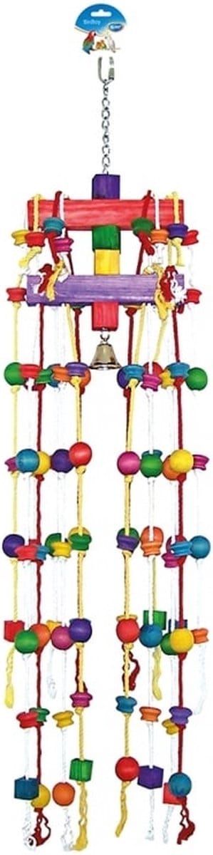 Carrouseltouw met kleurrijke blokjes en bel - Speeltjes - Benodigdheden - Vogelspeelgoed