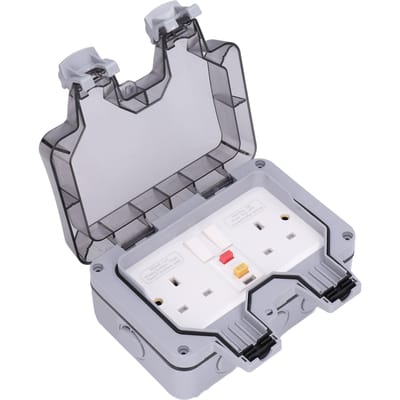 Waterdicht Buitenstopcontact Wandcontactdozen IP66 Weerbestendige Behuizing 2-voudig UK Stijl 250V