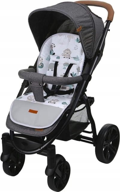 Kinderwagen Voering - Zitverkleiner Kinderwagen - Comfortabel Reizen - Omkeerbaar Katoen Dimple - 80x40cm - Grafiet Safari