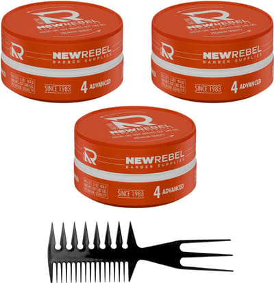 NEW REBEL 04 Advanced Hair Wax – 3x150ml + Styling Kam – Premium Haarstyling voor Mannen - Haar Wax Mannen