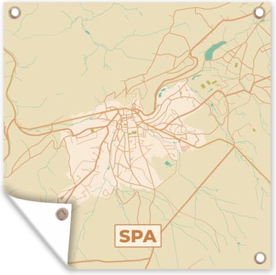 Tuin poster Stadskaart - Kaart - Vintage - Spa - Plattegrond - 200x200 cm - Tuindoek